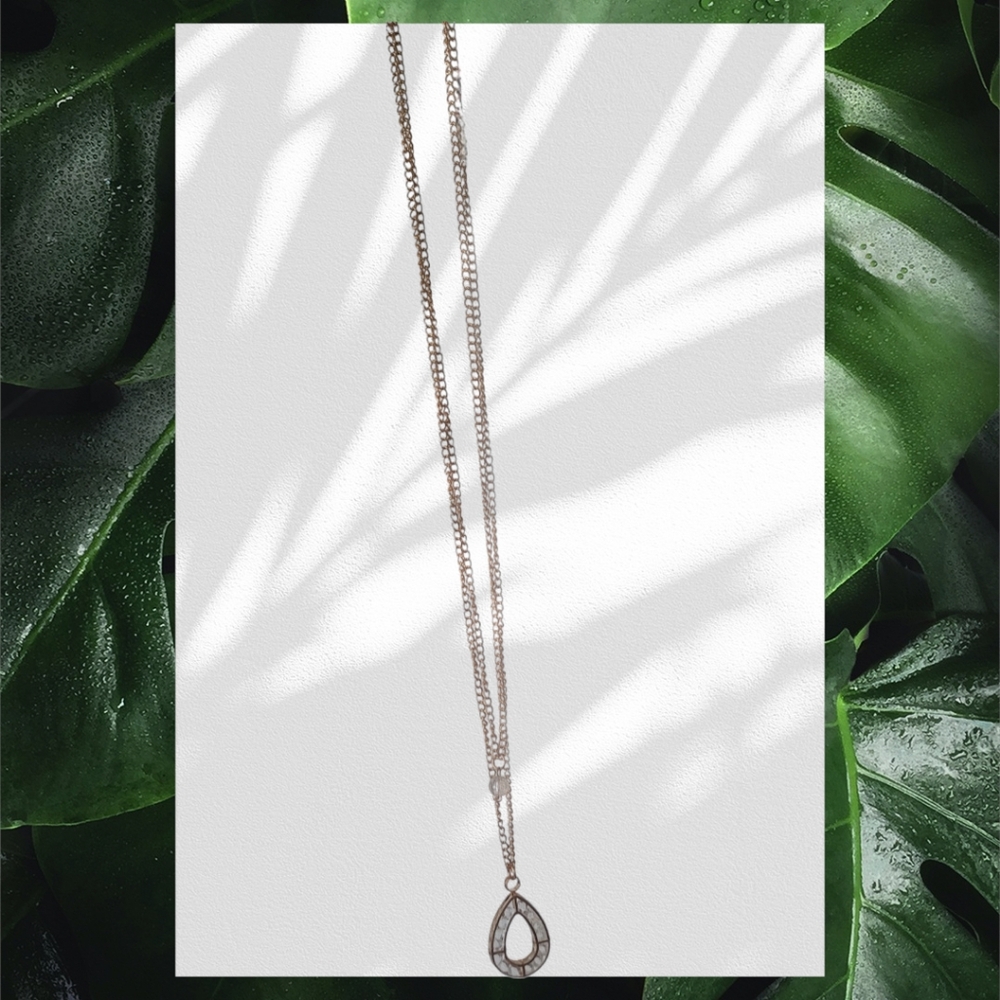 Crystal Teardrop Layered double strand gold necklace